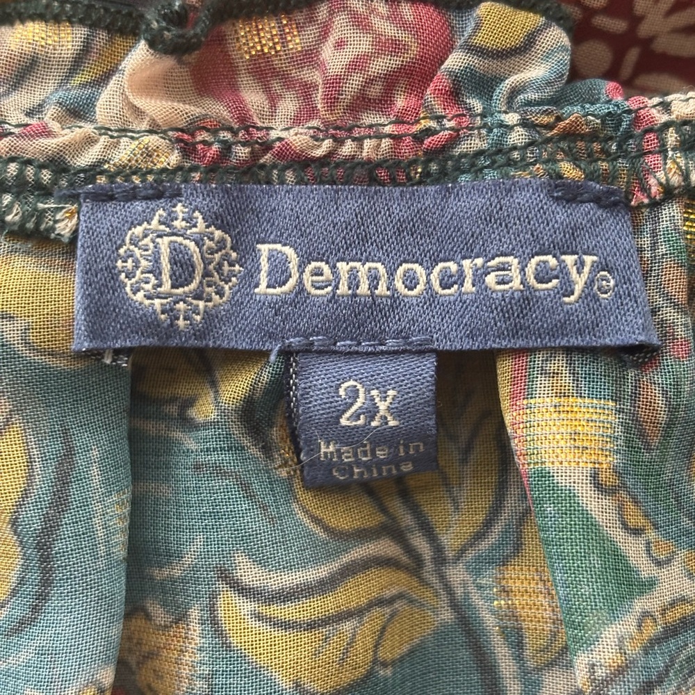 Democracy Sheer Multicolor Floral Boho Top Women’s Size 2X - Picture 2 of 16